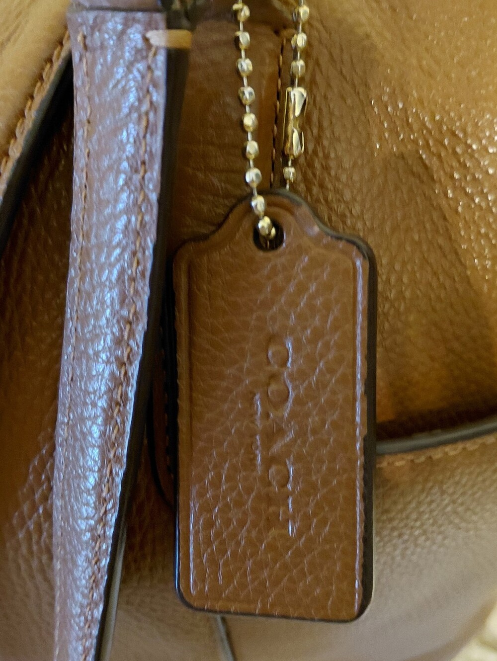 Coach Cognac Pebble Leather Brown Tote Gold Hardware Purse Bag - Picture 7 of 12